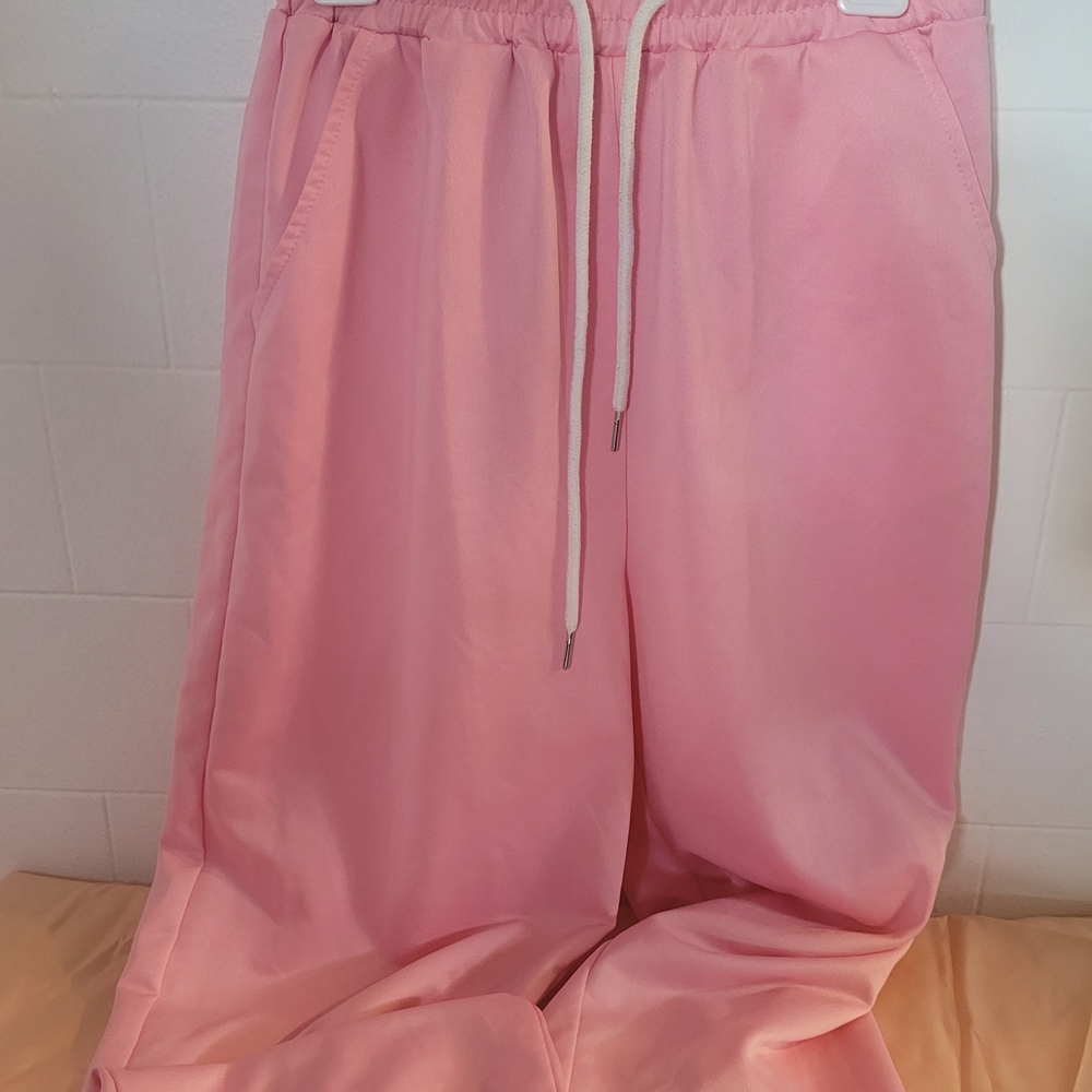 Pink Satin Drawstring Pants